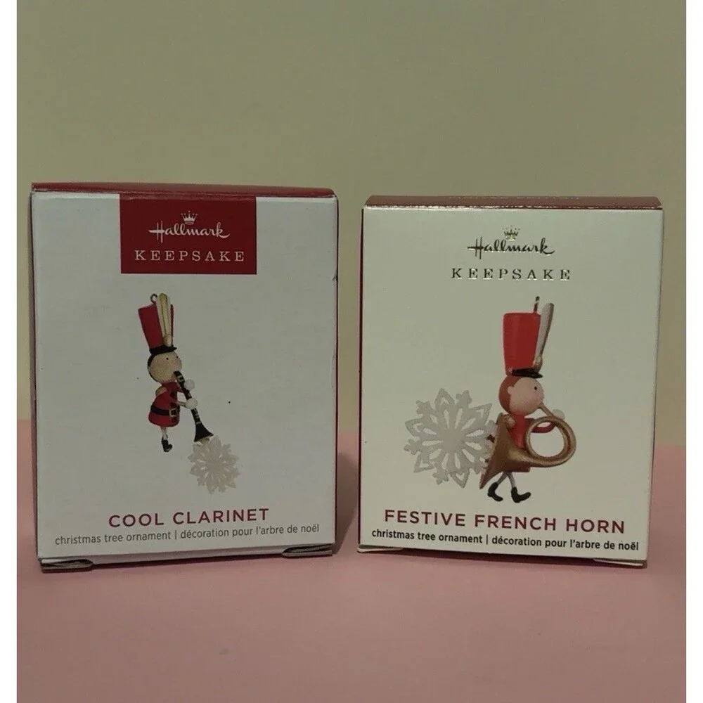 2 Hallmark Keepsake 2020 Festive French Horn 2023 Cool Clarinet Ornaments